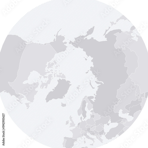 Customizable Arctic Region Wireframe Polar Map - Stereographic