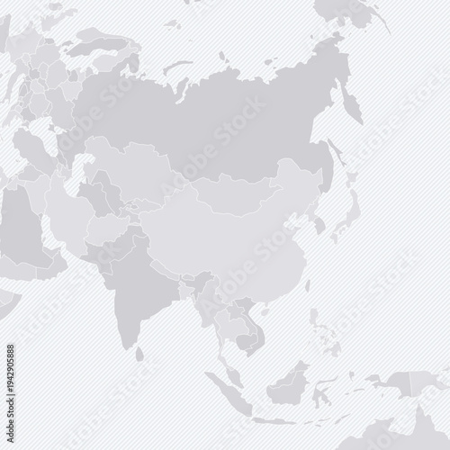 Customizable Asia Wireframe Map - Azimuthal Equal-Area Projection