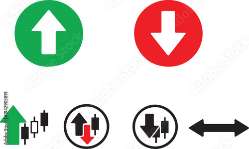 Stock Market Candlestick Symbols: Financial chart candlestick symbols illustration representing market trends - bullish, bearish, neutral trends.