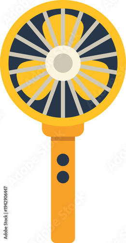Modern yellow handheld fan illustration symbolizing cooling, comfort, and summer freshness