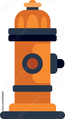 Flat vector illustration of an orange fire hydrant isolated on a clean white background