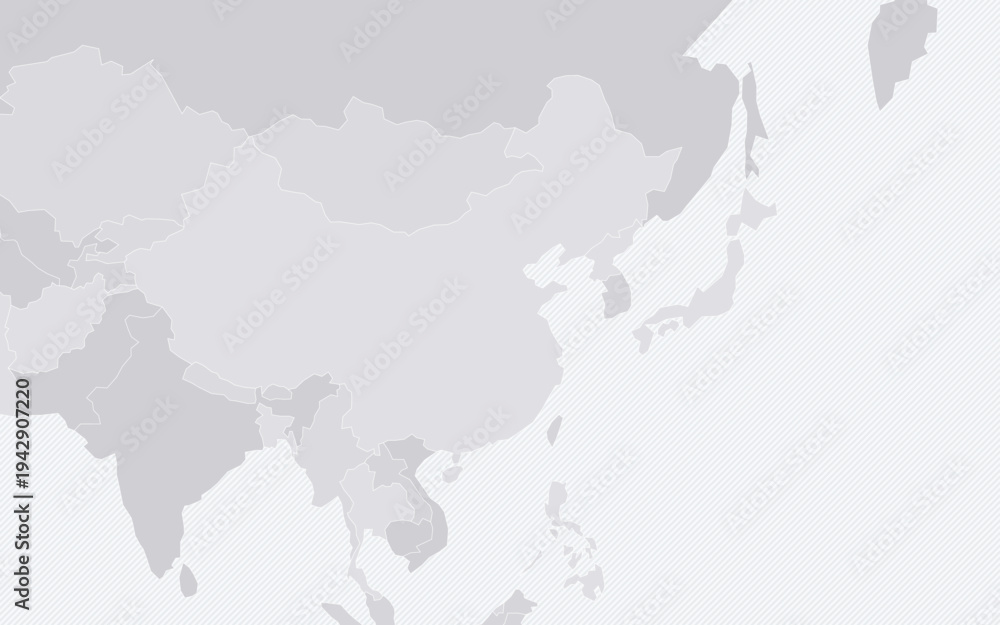 Fototapeta premium Customizable East Asia Wireframe Map - Mercator Projection