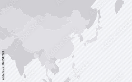 Customizable East Asia Wireframe Map - Mercator Projection