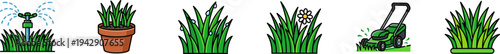 Gardening and lawn maintenance vector icon set.