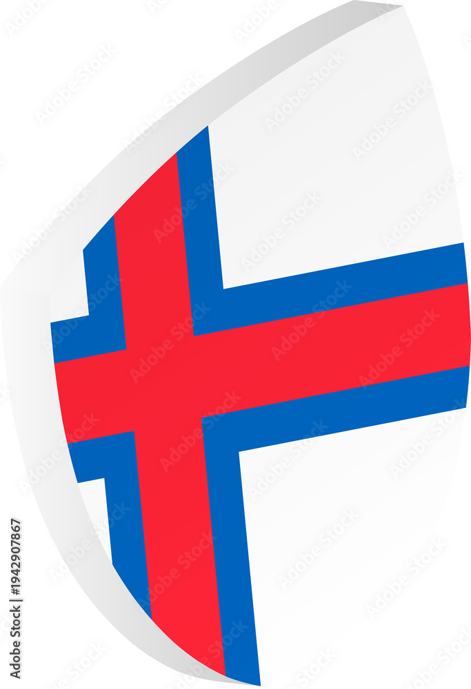 Fototapeta premium 3D Faroe Islands Flag Shield in Isometric Rugby Ball Shape