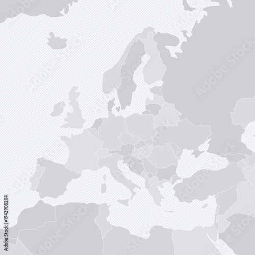 Customizable Europe Wireframe Map - Azimuthal Equal-Area Projection