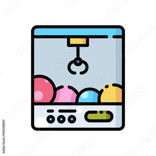 Claw crane machine fill cut vector illustration