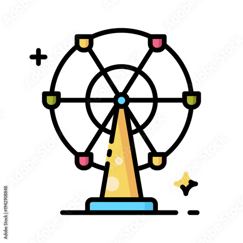 Amusement park Ferris wheel carnival ride vector illustration