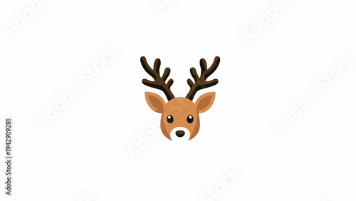 A charming cartoon deer icon with prominent antlers, depicted in a friendly and adorable style, perfect for engaging illustrations and graphic designs with a bold outline aesthetic