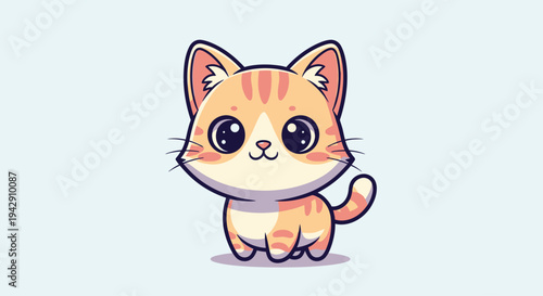 Charming little orange tabby kitten with adorable striped fur and expressive eyes, showcasing its cute little whiskers in a delightful vector illustration