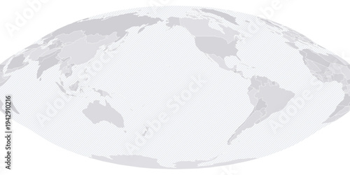 Customizable Interrupted Ocean Focus Wireframe Map - Goode Homolosine