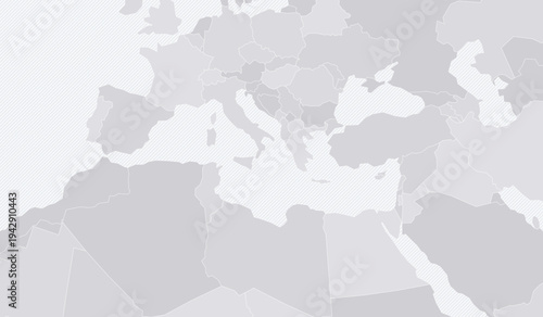 Customizable Mediterranean Wireframe Map - Conic Equidistant