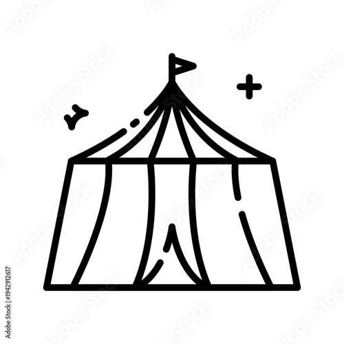 circus tent icon line art for carnival event and amusement park theme
