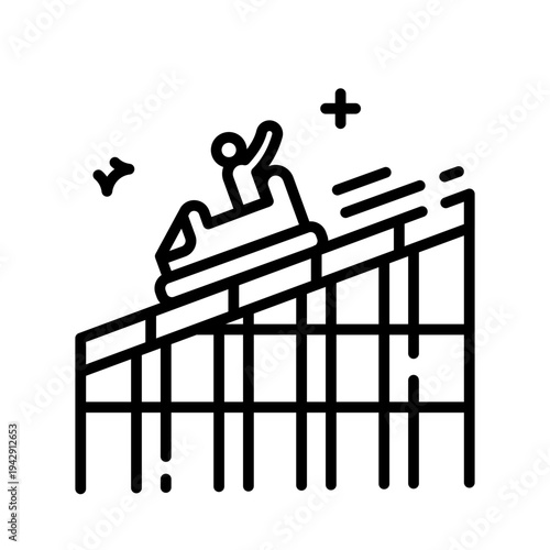 Roller Coaster icon line art for amusement park theme