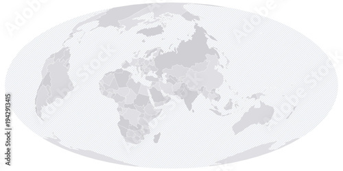 Customizable Spilhaus World Ocean Wireframe Ocean Map - Hammer