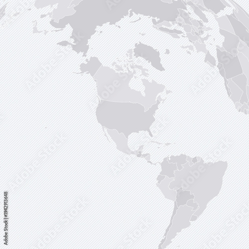 Customizable Western Hemisphere Wireframe Map - Azimuthal Equal-Area