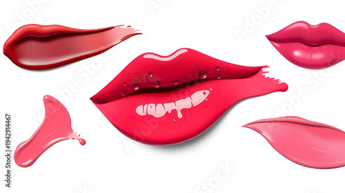 Lip gloss smears photo realistic vector set