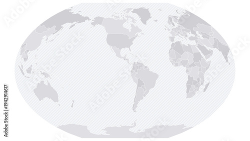 Customizable Wireframe World Map Americas-Centered - Winkel Tripel