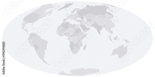 Customizable Wireframe World Map Atlantic-Centered - Hammer Projection