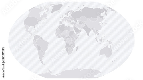 Customizable Wireframe World Map Atlantic-Centered - Winkel Tripel