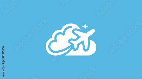 Airplane flying through the clouds, travel and tourism concept.