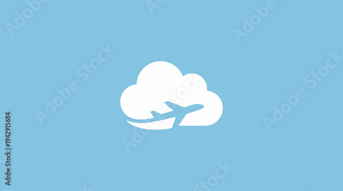 Airplane flying through the clouds, representing travel and aviation.