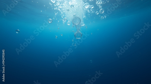 Air pockets ascending in ocean depths, air bubbles, buoyancy