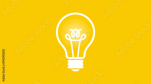 Bright Light Bulb on Yellow Background - Idea Concept.