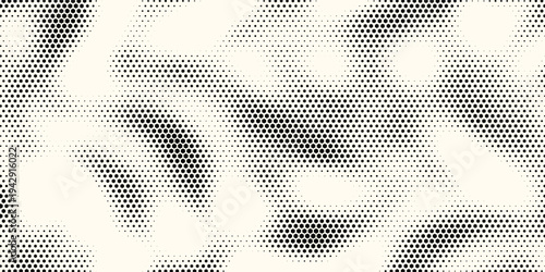 Hexagon Shapes Vector Abstract Geometric Technology Oscillation Wave Isolated on Light Background. Halftone Hex Retro Simple Pattern. Minimal 80s Style Dynamic Tech Wallpaper