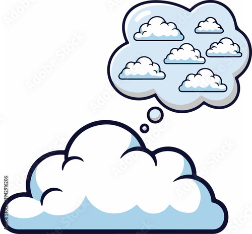 Cloudy Daydream - A Thought Bubble with Floating Clouds.