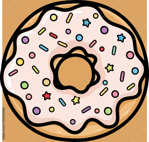 Delicious Donut with Colorful Sprinkles and Sweet Frosting.