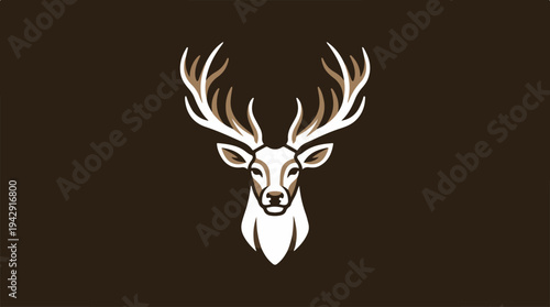 Elegant deer head illustration on dark background, minimalist design.