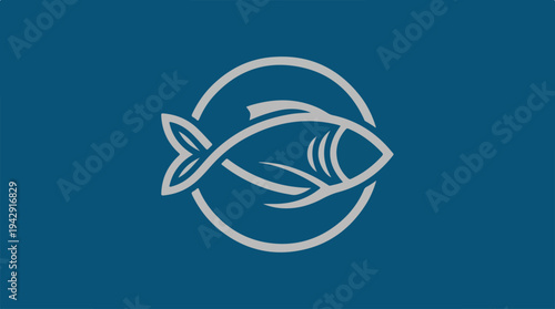 Elegant Fish Logo Design on Blue Background for Business.