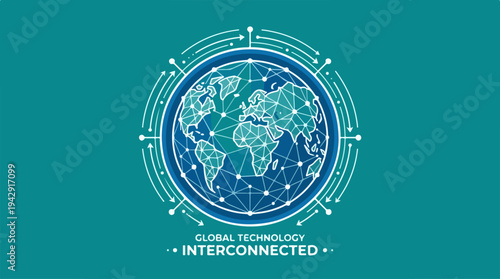 Global Technology Interconnected - A Visual Representation of Worldwide Connectivity.