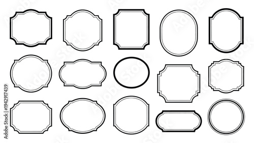 Assorted geometric shapes including circles, squares, and rectangles in various orientations isolated on white background, Vector, illustration