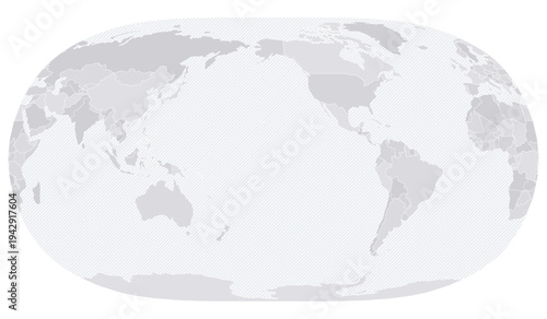 Customizable Wireframe World Map Pacific NE2 - Natural Earth 2