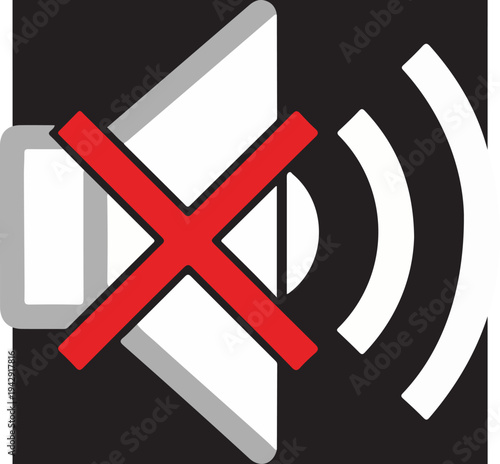 Muted Speaker Icon - Silence, Sound Off, No Audio, Volume Control.