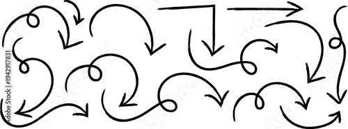 Hand drawn abstract arrows illustration complex flow design