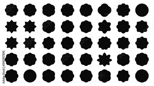 A collection of various star shapes and patterns with different numbers of points. isolated on white background, Vector, illustration