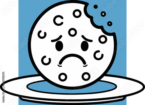 Sad cookie on a plate with a bite taken out of it.