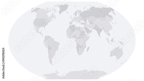 Customizable Wireframe World Map Standard - Winkel Tripel Projection