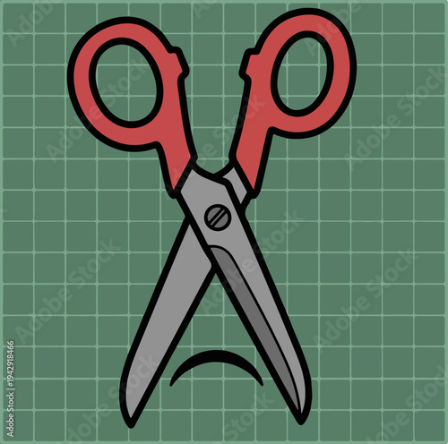 Scissors on a green background, ready for cutting and crafting.