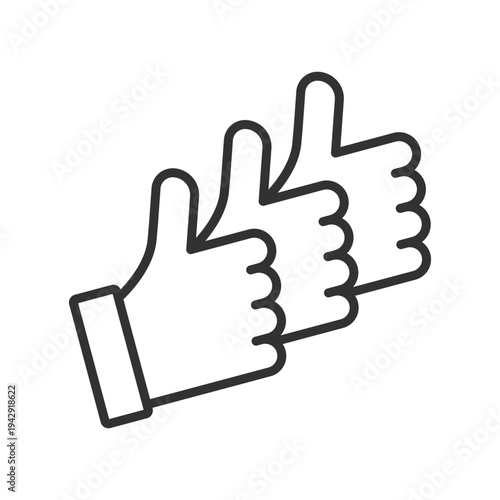 likes approval thumbs up icon in line design. likes approval thumbs up positive feedback reaction on white background vector. likes editable stroke icon
