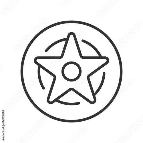 third party trusted badge star icon in line design. third party trusted badge star certification partner on white background vector. badge editable stroke icon