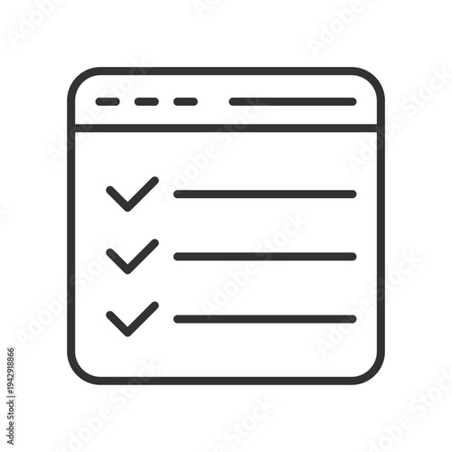 checking checklist browser verification icon in line design. checking checklist browser verification tasks on white background vector. checklist editable stroke icon
