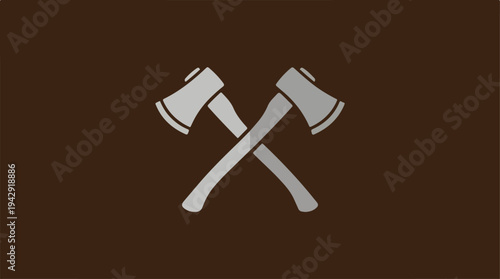 Two crossed axes on a brown background, symbol of strength.