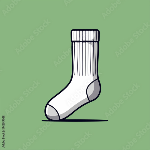 White sock illustration on a green background, simple design.