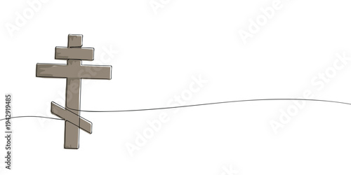 Minimal illustration of an Orthodox cross, symbolizing Christian faith, devotion, tradition, spirituality, worship, and religious heritage.