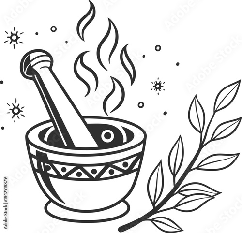 mortar with pestle and mortar