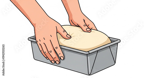 Hands Placing Dough in Pan.